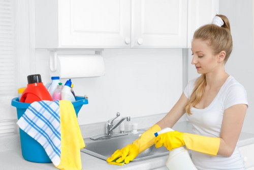 Deep cleaning bathroom surfaces during a Queenspark tenancy handover